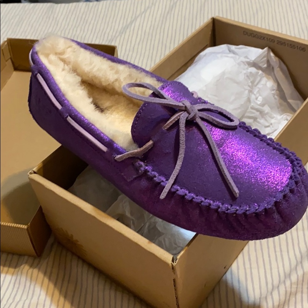 Sparkling purple ugg moccasins